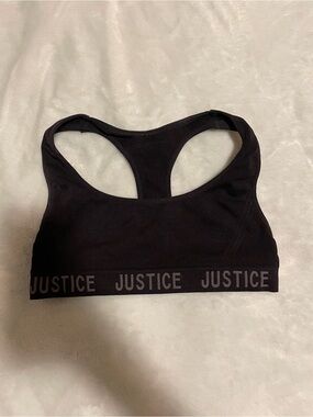 Justice girls Black Racerback Logo Sports Bra